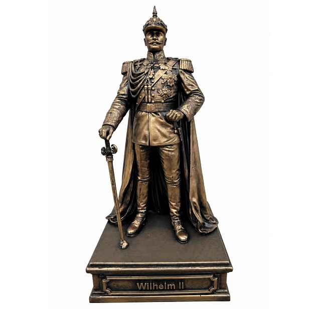 Soška Vilém II. 24 cm bronzová historická figurka císař Německa