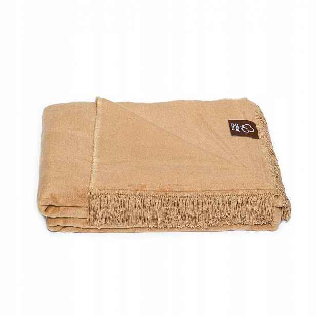 Bavlněná akrylová deka 150x200 0293/6 béžová přehoz pléd