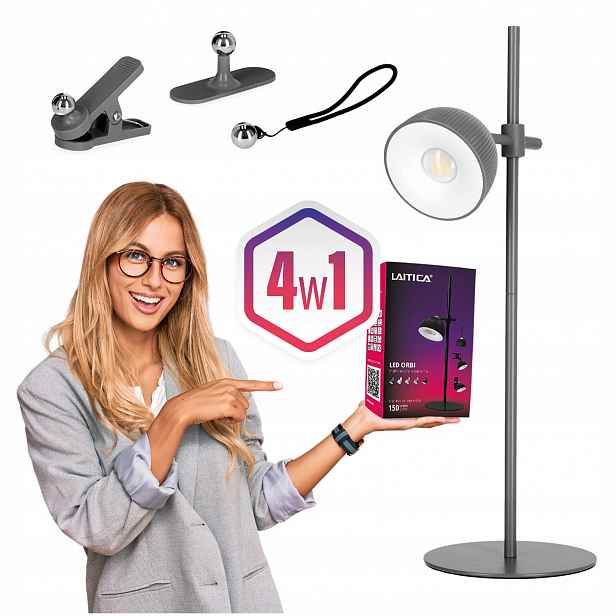 Bezdrátová Led stolní lampa Laitica Orbi Šedá Usb 4v1 Nastavitelná