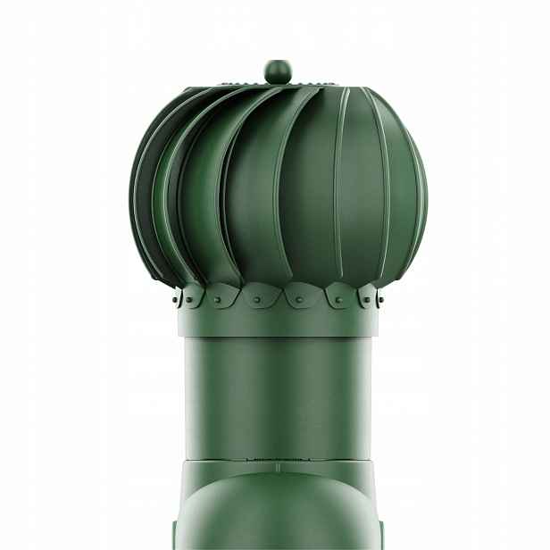 Rotační krb Rotoline pro plechovou střešní krytinu E, průměr 150 mm, kulatý, zelený