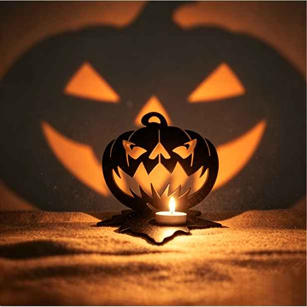 TEMU Vintage patinovaný strašidelný stojánek na svíčky ve tvaru dýně - styl Jack-O'-Lantern, vhodný pro halloweenskou a vánoční výzdobu,