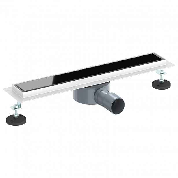 vidaXL Sprchový odtok s skleněným víkem a 360° sifonem Černá 50 cm