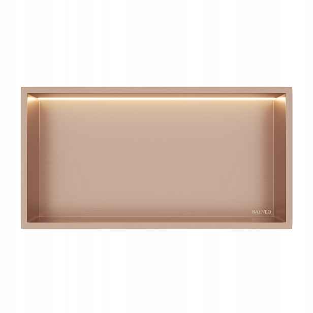 Wall-box One Výklenková police ocelová měděná s Led 30x60x10 cm Balneo