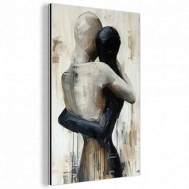 MuchoWow KOVOVÝ OBRAZ Abstraktní - Láska - Černobílé - Moderní 40x60 cm