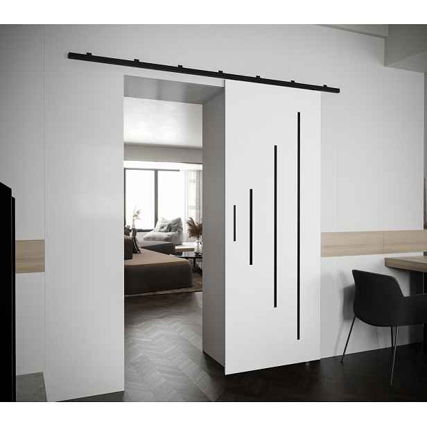 Posuvné dveře s černým úchytem PERDITA 3 - 80 cm, bílé