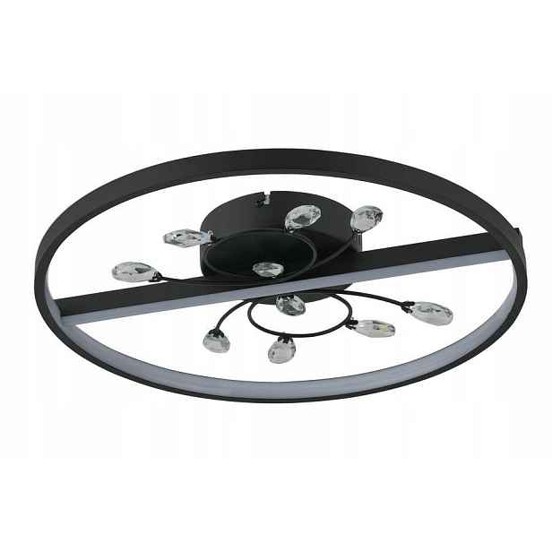 stropní svítidlo Led moderní černé s krystaly kulaté 45 cm Reality