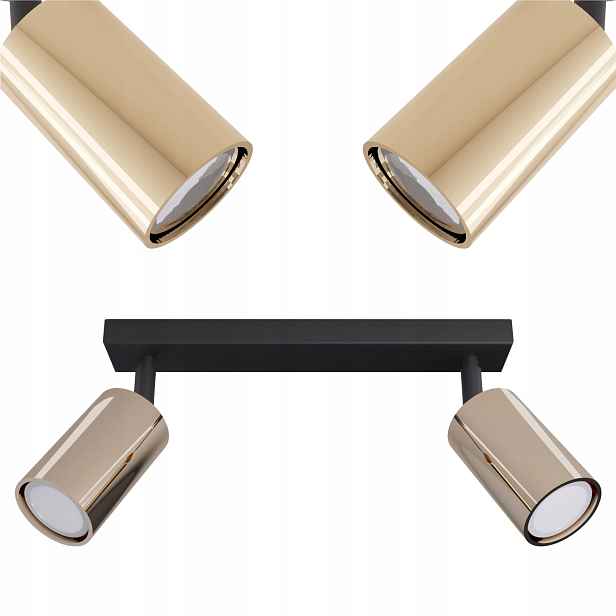 Závěsná stropní lampa stropní svítidlo 2x GU10 Led Cerlux Rune Zlato černá kovová