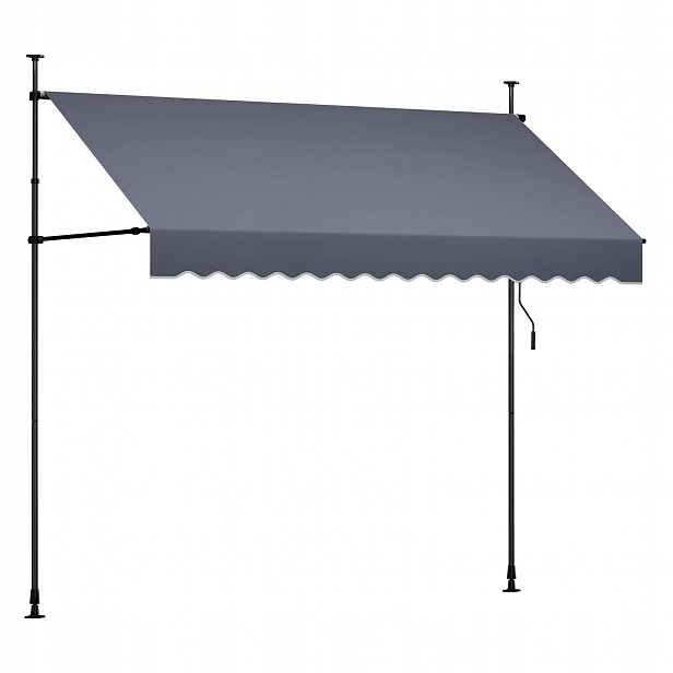 Terasová markýza 300 cm clamp s regulací kliky Upf 80 tmavě šedá premium Uv