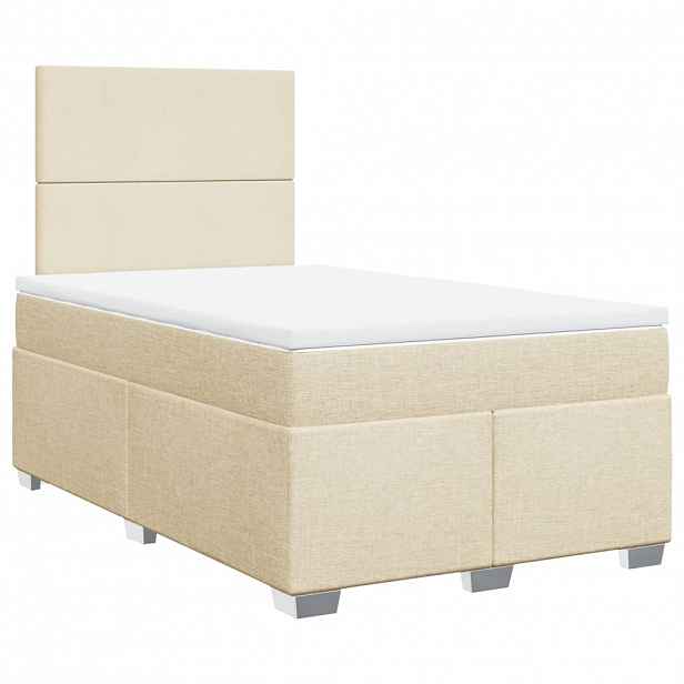 vidaXL Box spring postel s matrací krémová 120x200 cm textil