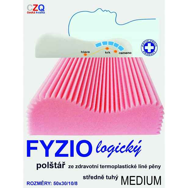 Anatomický polštář 50x30/ 10/8 Fyzio logický Medium