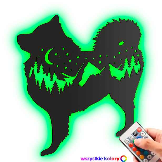 Dřevěný 3D obraz Pes Husky Nástěnná Dekorace Dárek Noční Lampa Led XL