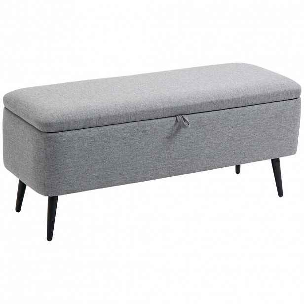 HOMCOM LAVIČKA S ÚLOŽNÝM PROSTOREM, vzhled lnu, do obývacího pokoje, 101 x 38,5 x 44,5 cm