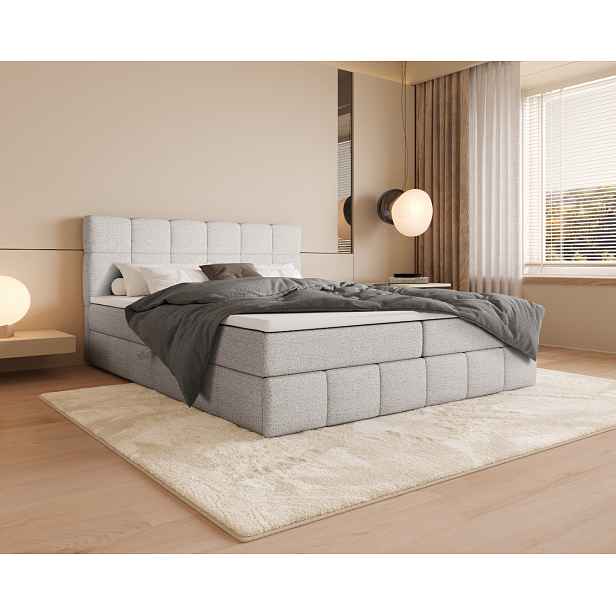 Manželská postel s úložným prostorem 160x200 VAFLIA - světle šedá