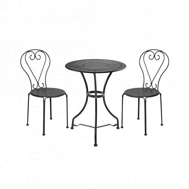 Butlers CENTURY Set zahradního nábytku 2 ks židle a 1 ks stůl - černá