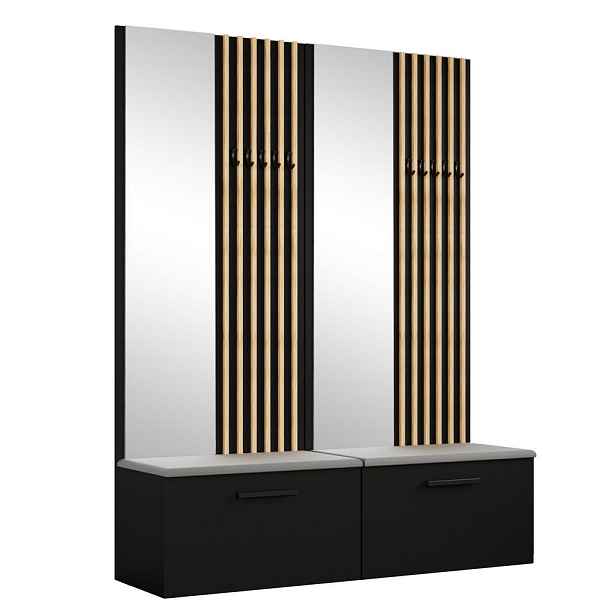 MASSENO MODERNÍ PŘEDSÍŇOVÁ SESTAVA MODULO, 161,2/204/40 cm, černá