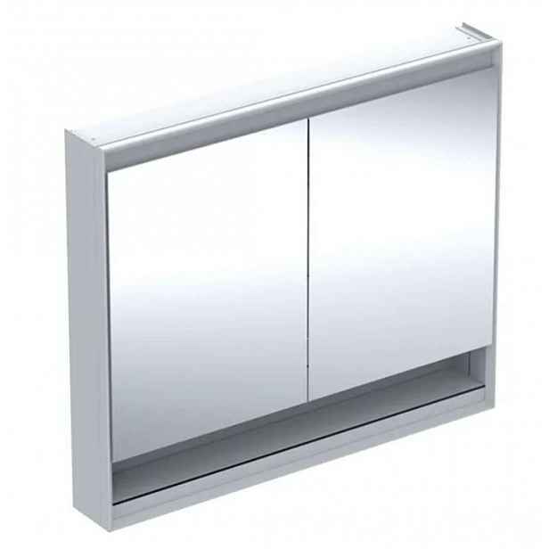 Geberit ONE - Zrcadlová skříňka s LED osvětlením, 105x90x15 cm, 2 dvířka, s nikou, bílá 505.834.00.2