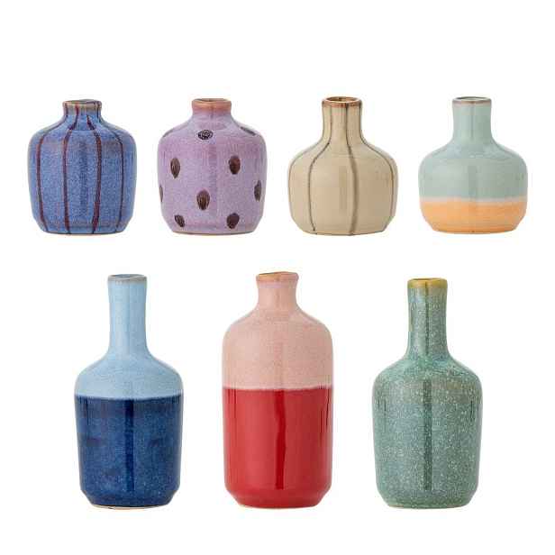 Ručně malované vázy v sadě 7 ks z kameniny (výška 14 cm) Maien – Bloomingville