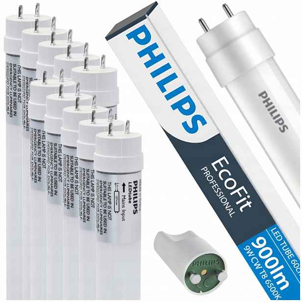 Tuba Led žárovka 60 cm 9W 900lm Studená 6500K T8 G13 Philips 10 x sada