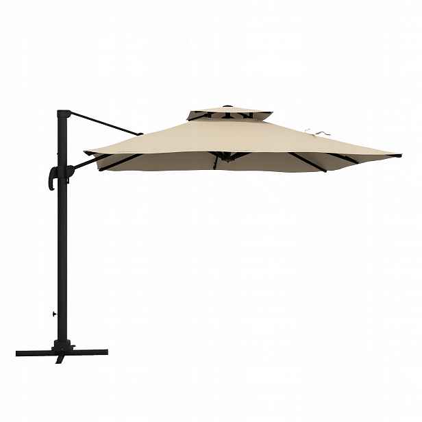 Zahradní slunečník Outsunny cantilever 3x3 m otočný 360, nastavitelný, khaki