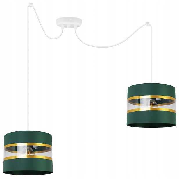 Závěsná Stropní Lampa Pavouk Lustr Glamour Stínidlo Zlaté Pruhy Zelená
