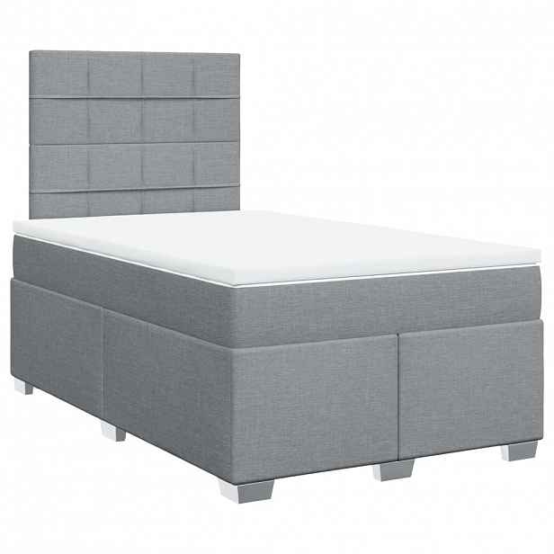 vidaXL Box spring postel s matrací světle šedá 120 x 200 cm textil