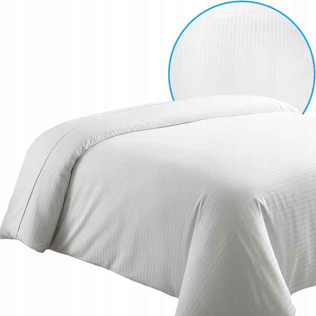 Hotelová Povlečení Damašek 160x220 Pásy 4 mm Bílá 100% Bavlna Na Zaklad
