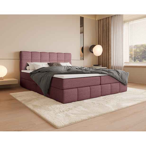 Manželská postel s úložným prostorem 160x200 VAFLIA - růžová