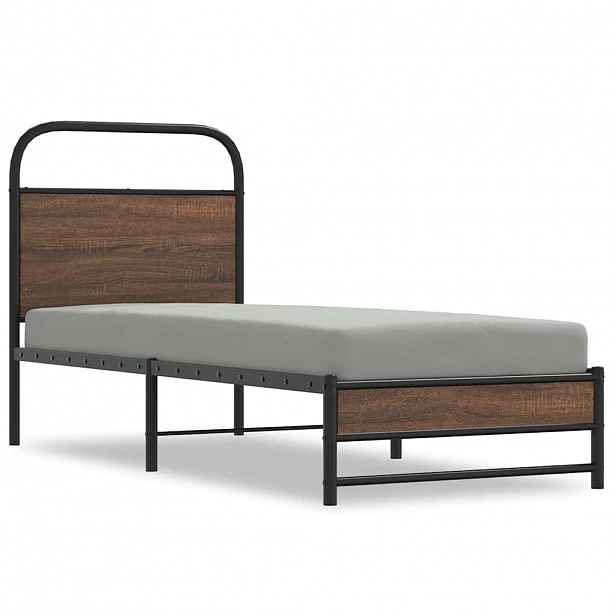 vidaXL Rám postele bez matrace 75x190 cm hnědý dub kompozitní dřevo