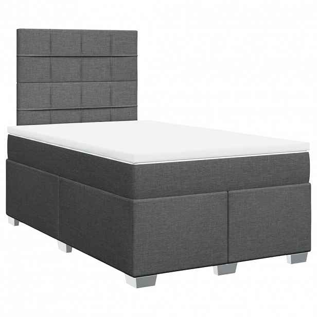 vidaXL Box spring postel s matrací tmavě šedá 120x200 cm textil