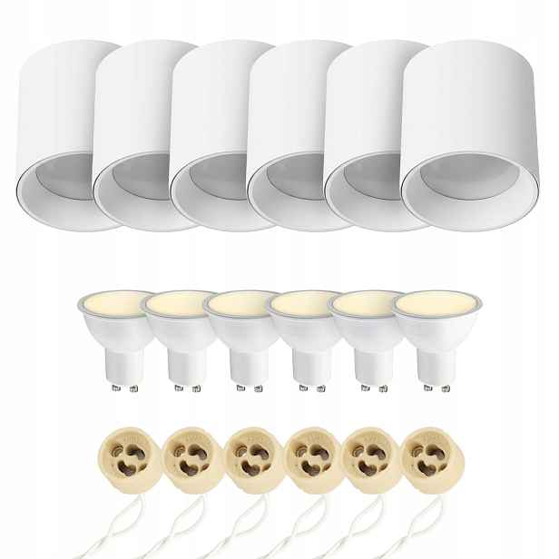 6x Horoz Stropní nástěnné svítidlo Tuba Salsa-xl Bílá GU10 6W 3000K