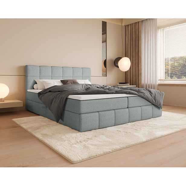 Manželská postel s úložným prostorem 160x200 VAFLIA - světle modrá
