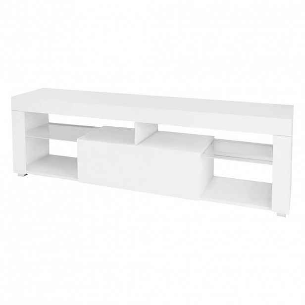 ML-DESIGN TELEVIZNÍ SKŘÍŇKA, bílá, 140 x 51 x 35 cm, se zásuvkou a 2 skleněnými policemi