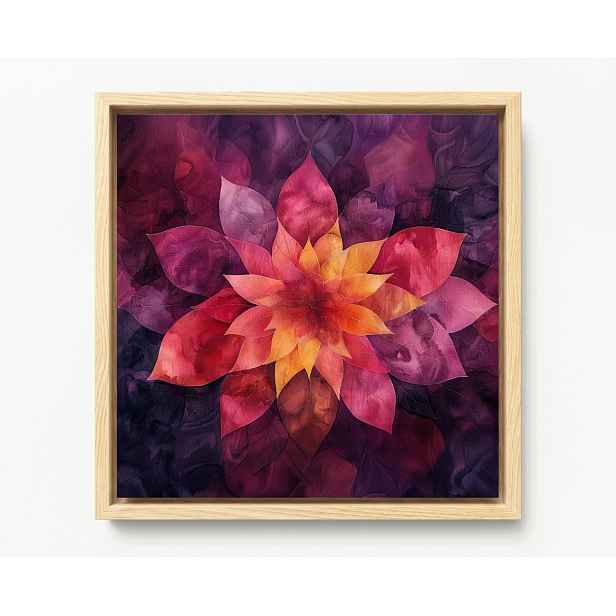 Obraz Rám Americký Box Květina Mandala Abstrakce Fialová Červená 60x60