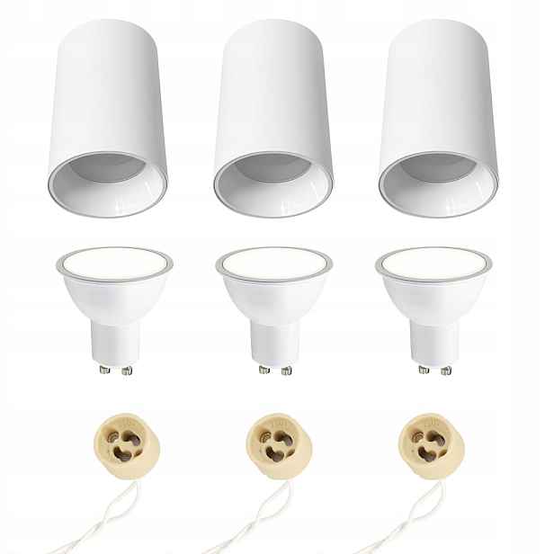 3x Horoz Stropní nástěnné svítidlo Tuba Salsa-l GU10 Bílá GU10 6W 4200K