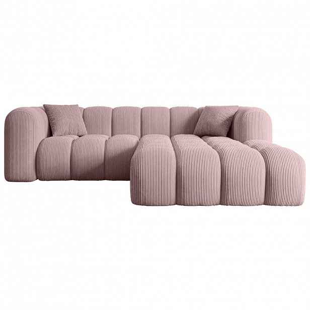 ALTDECOR ROHOVÁ SEDACÍ SOUPRAVA s otomanem vpravo OLEA-L1 – 231 × 173 × 74 cm, růžová