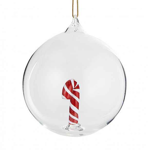 HANG ON Skleněná koule "Candy Cane" 9 cm - čirá