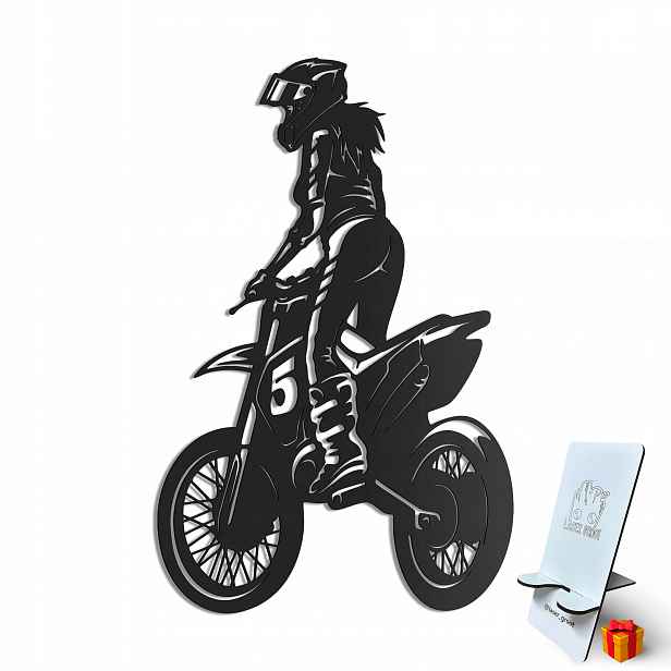 Dřevěný 3D obraz Dívka na motokrosu Nástěnná Dekorace Dárek XL