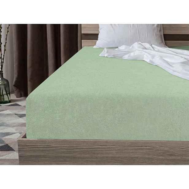Fleecové napínací prostěradlo MOLTON světle zelené 180 x 200 cm