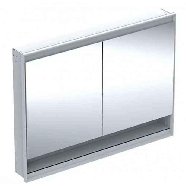 Geberit ONE - Zrcadlová skříňka s LED osvětlením, 120x90x15 cm, 2 dvířka, s nikou, vestavná, hliník 505.825.00.1