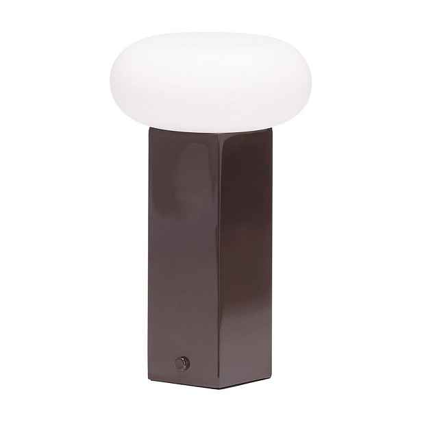 Hnědá kovová LED stmívatelná stolní lampa se skleněným stínidlem (výška 20 cm) Low – Hübsch