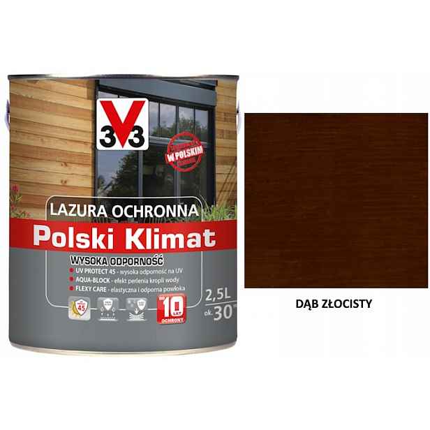 Lazura V33 Polský Klima 10 let 2,5 L odolný dub zlatý