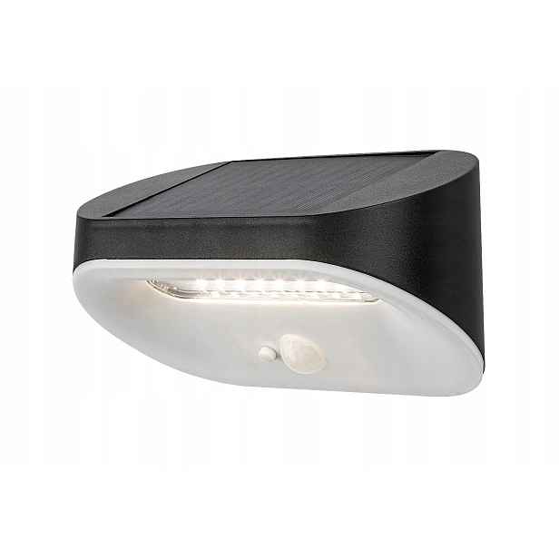Solární nástěnné svítidlo s Led senzorem pohybu 3.2W Brezno, černá barva 77006 Rabalux