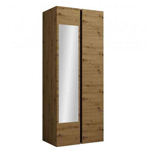 Zrcadlová skříň do předsíně 74 cm SELAND - dub artisan / černá