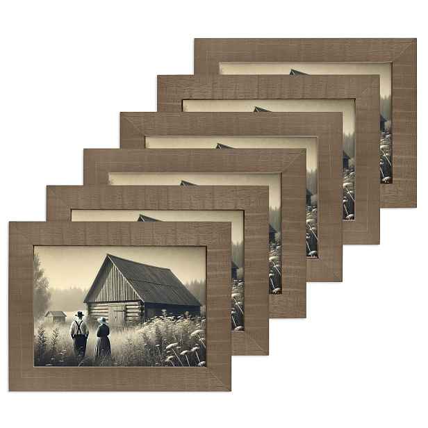 Sada 5 Rámečků 15x21 cm Vintage stylizovaná přírodní dřevo Hnědá
