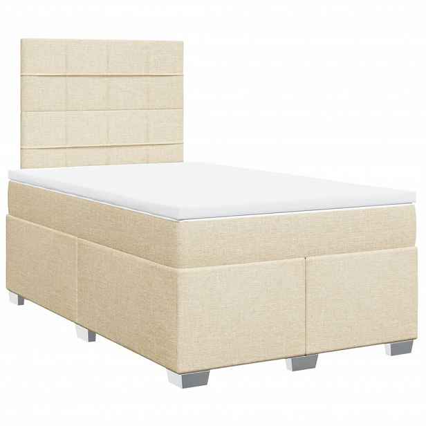 vidaXL Box spring postel s matrací krémová 120x200 cm textil