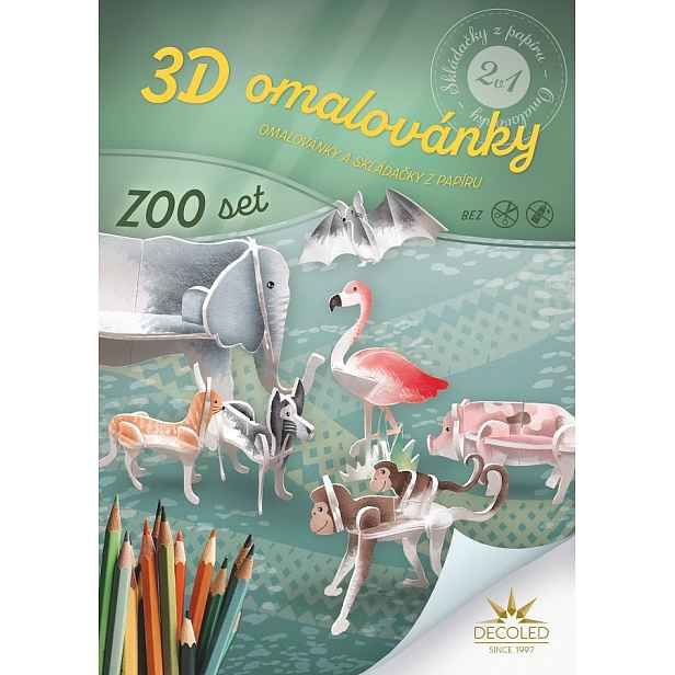 A4 omalovánky 3D skládačka ZOO set