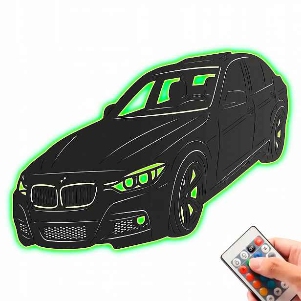 Bmw 3 Series (F30) Dřevěný 3D obraz Noční Lampa Led dálkové ovládání Dárek