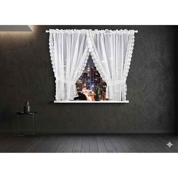 Dekorační krátká záclona DOROTHEA krajka 6061 bílá 400x155 cm MyBestHome