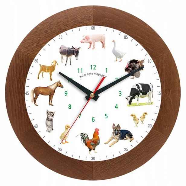 Dřevěný Hodinový Stroj S Hlasy Zvířat A Kuranty ATW30