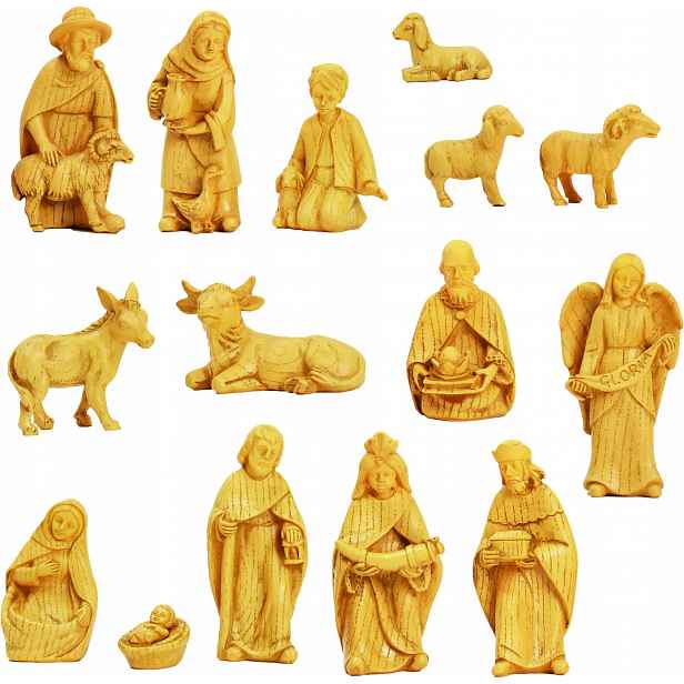 Figurky do betlému – Dřevěný Vzhled – 12 dílů – 10 cm